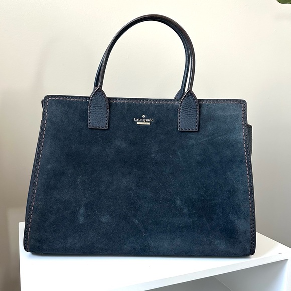 SALE ⭐️ kate spade Dunne Lane Lake Suede Leather Blue Satchel Bag - Picture 2 of 11